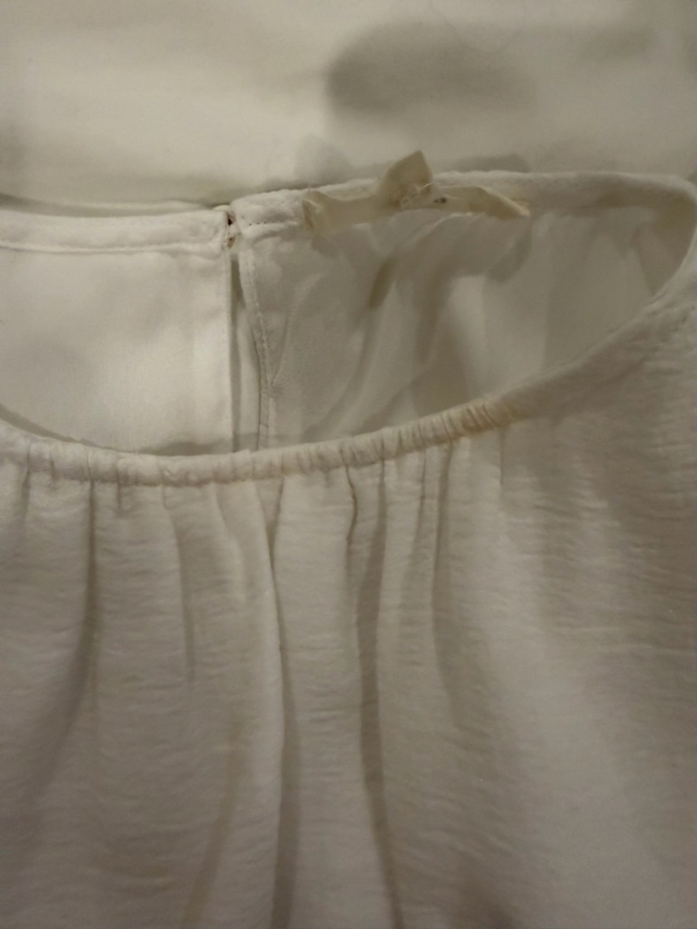 Women's White Blouse with Gathered Neckline